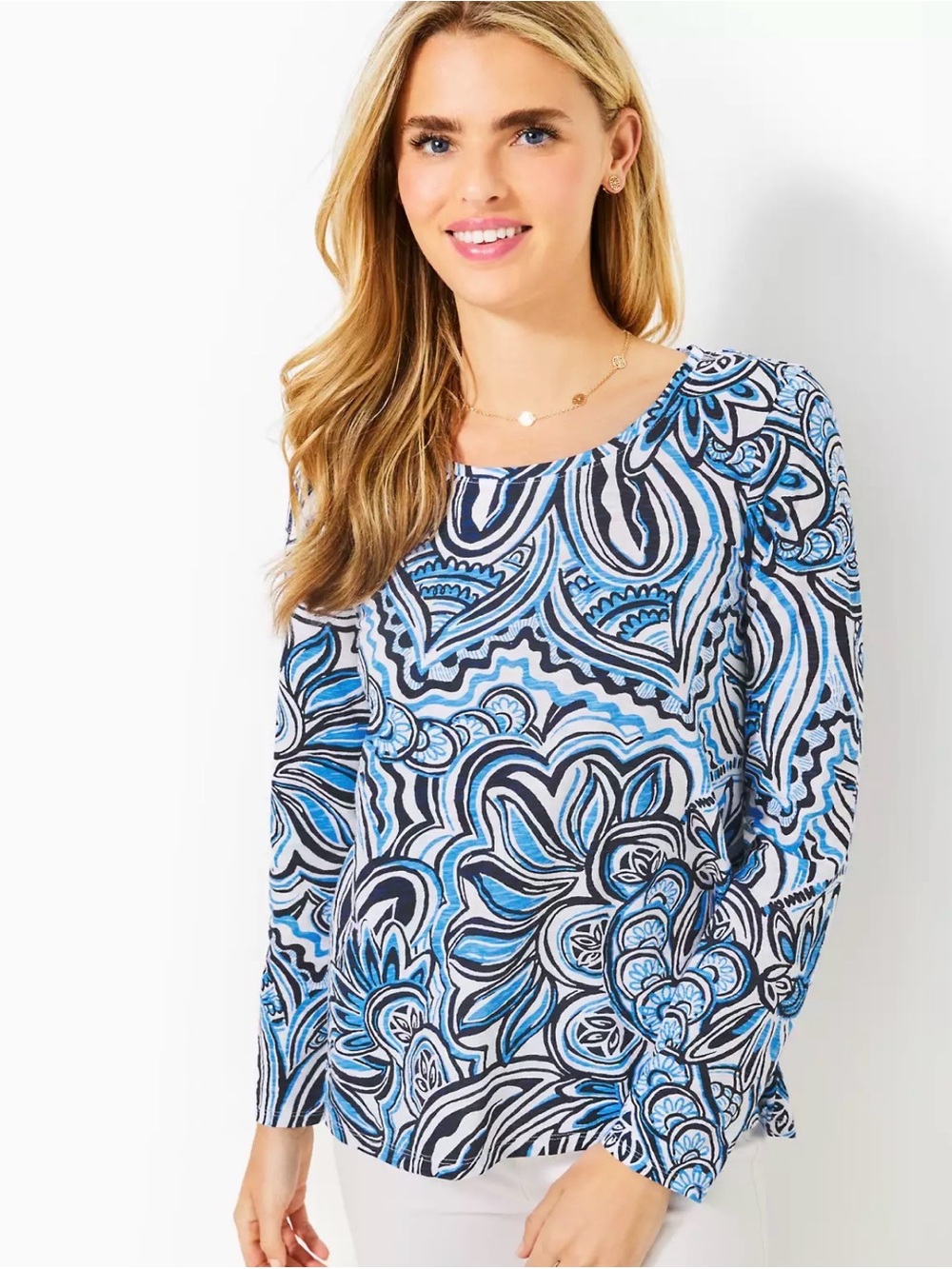 Lilly Pulitzer Etta LS Long Sleeve Top in Give it a Whirl